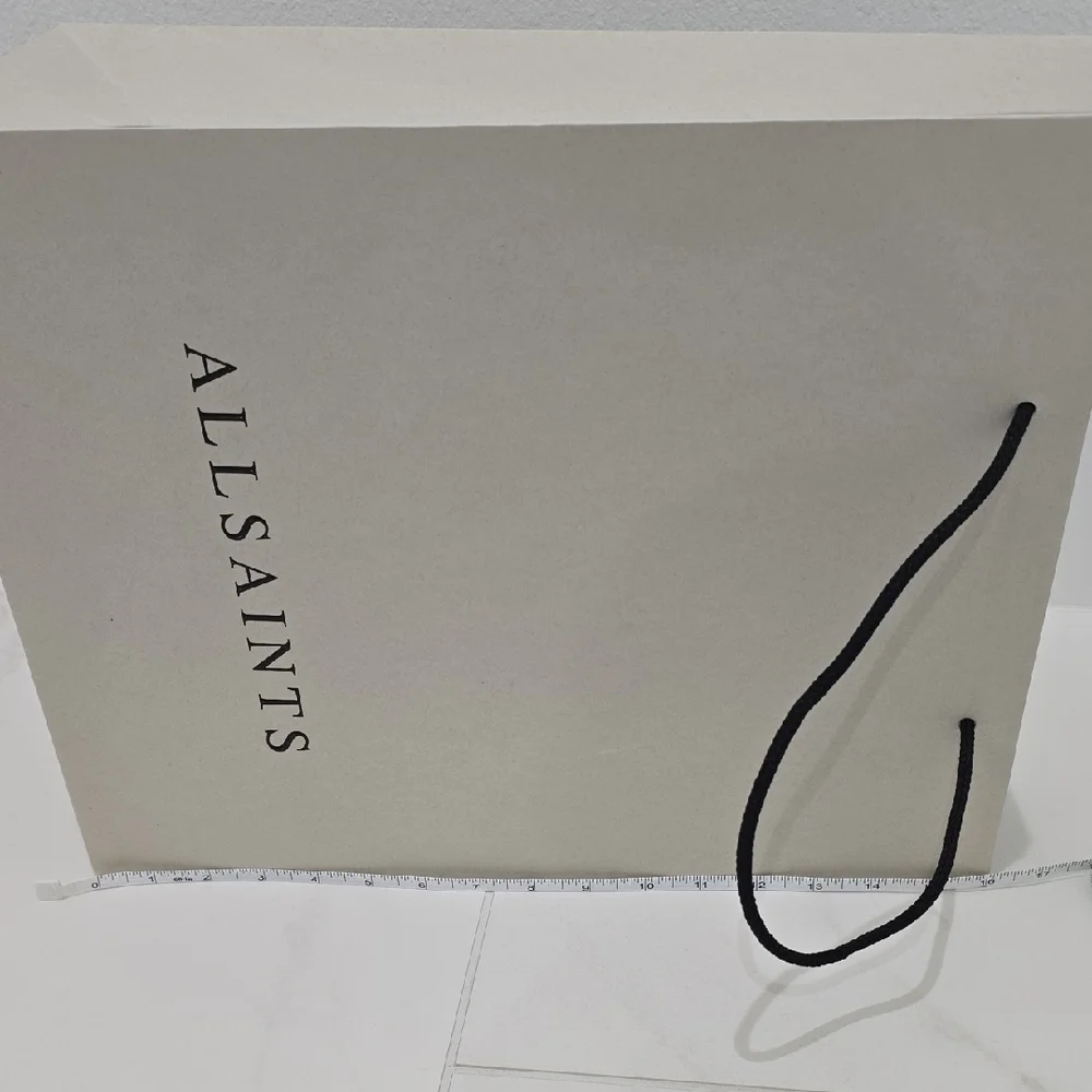 All Saints Cream Tote with Black Handles Paper Gift Bag